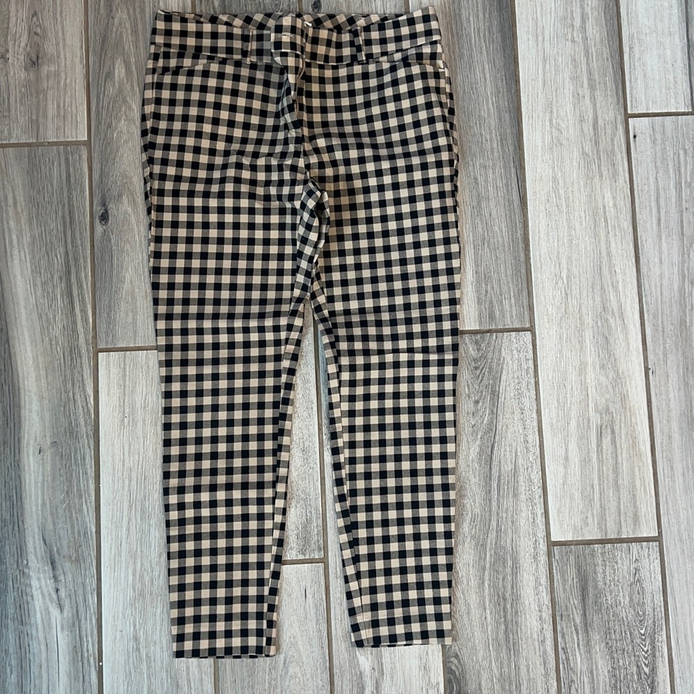 New York & Company Black and Tan Checkered Chinos